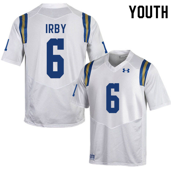 Youth #6 Martell Irby UCLA Bruins College Football Jerseys Sale-White - Click Image to Close